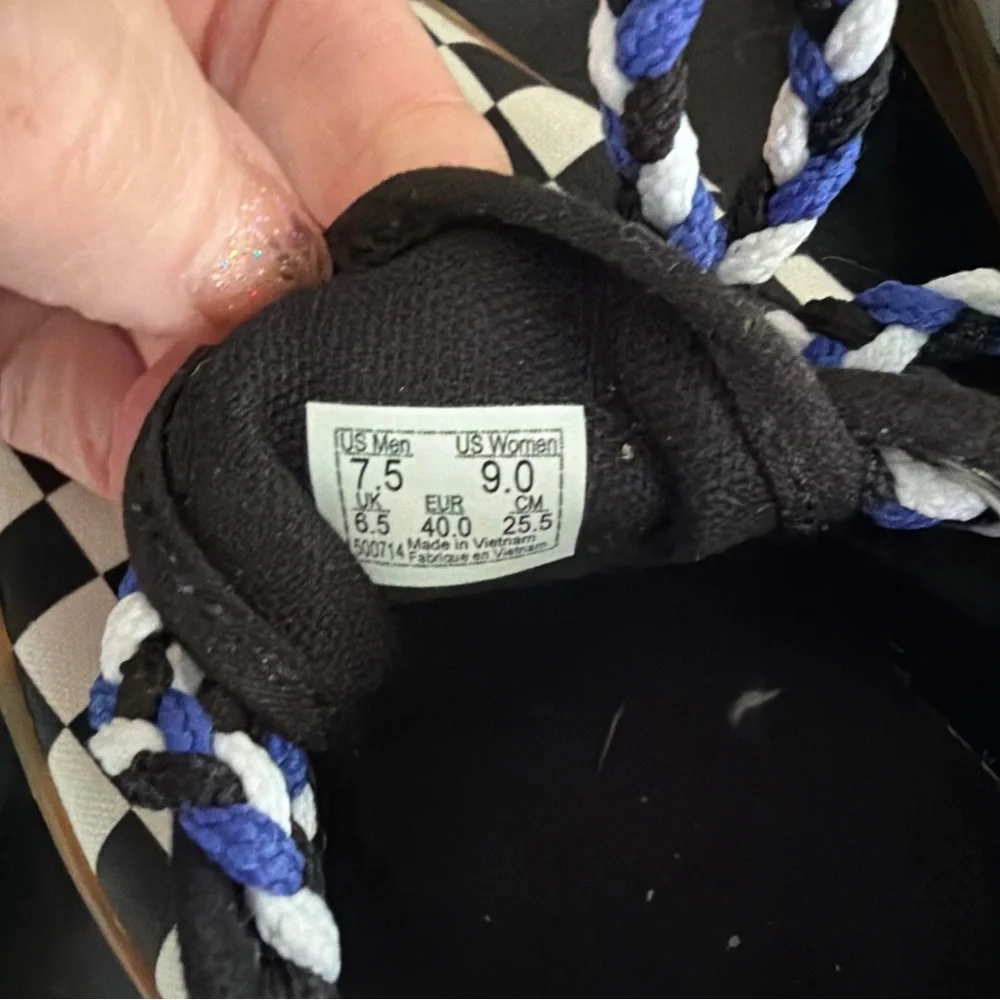 Vans Black and White Checkerboard Sneakers with Gum Sole - Picture 2 of 7